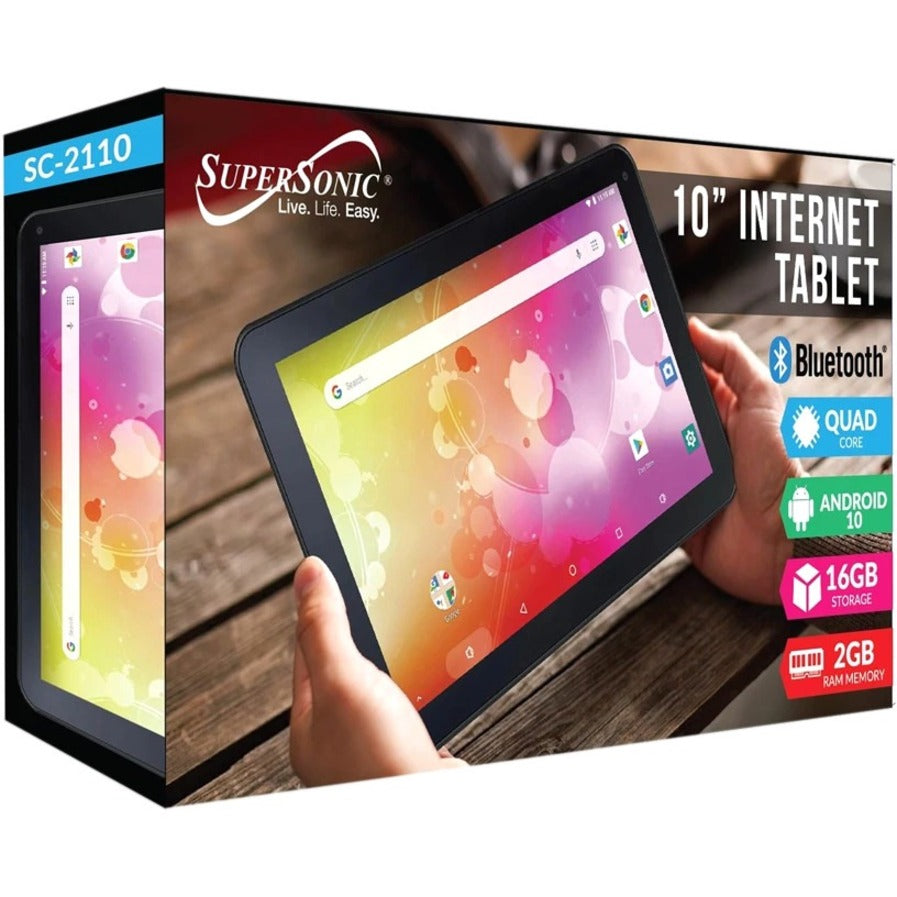 Supersonic SC-2110 10.1" Android 10 Quad Core Tablet, 2GB RAM, 16GB Storage, Black