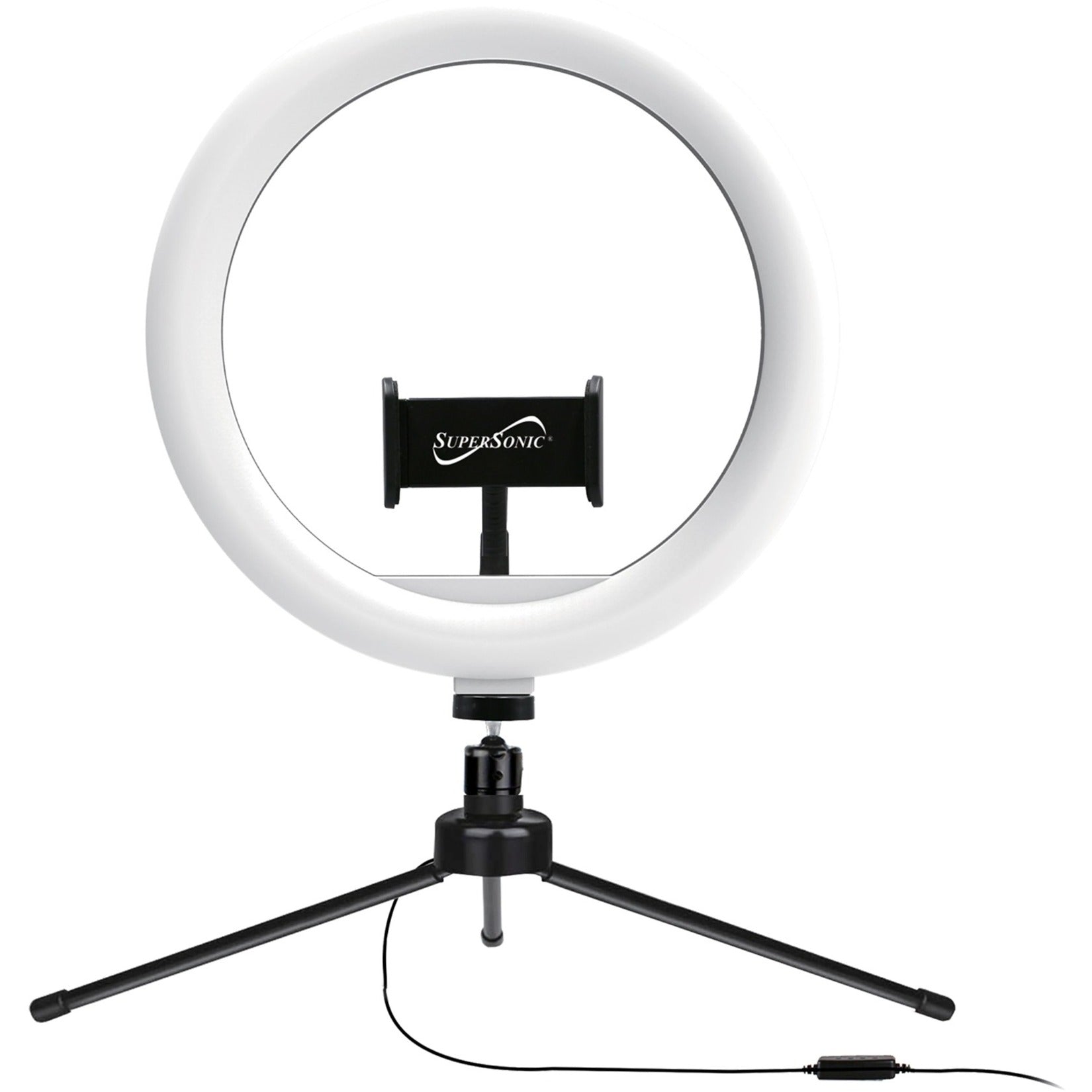 Supersonic SC-1210SR PRO Live Stream 10" LED Table Top Selfie Ring Light, USB Powered