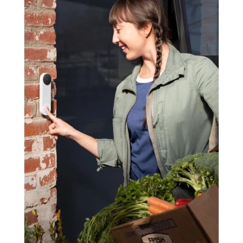Google GA01318-US Nest Doorbell Battery, Snow - Video Doorbell with Camera, Wireless LAN, and Google Assistant Support
