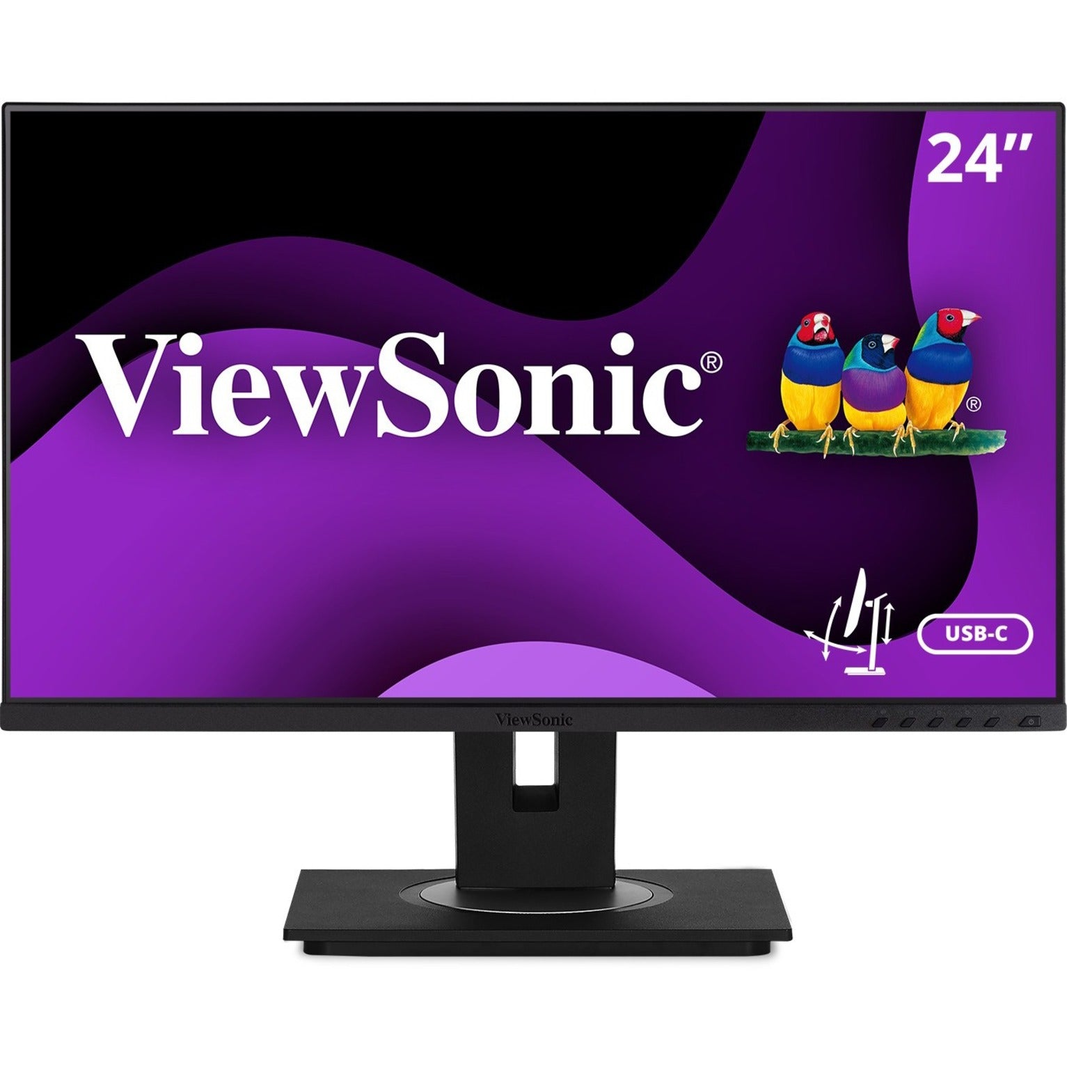 ViewSonic VG2456A 24 Inch 1080p IPS Monitor with USB C 3.2, 90W Power Delivery, Docking Built-In, RJ45, 40 Degree Tilt Ergonomics