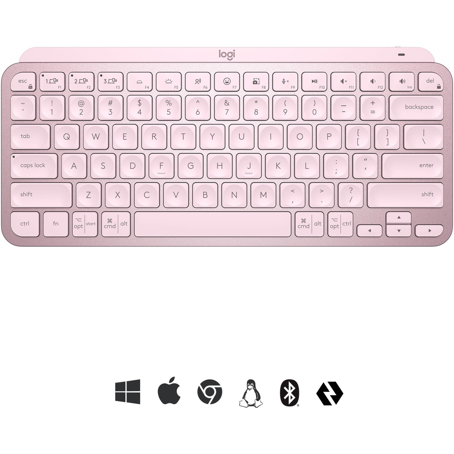 Logitech 920-010474 MX Keys Mini (Rose) Wireless Illuminated Keyboard, Compact and Ergonomic