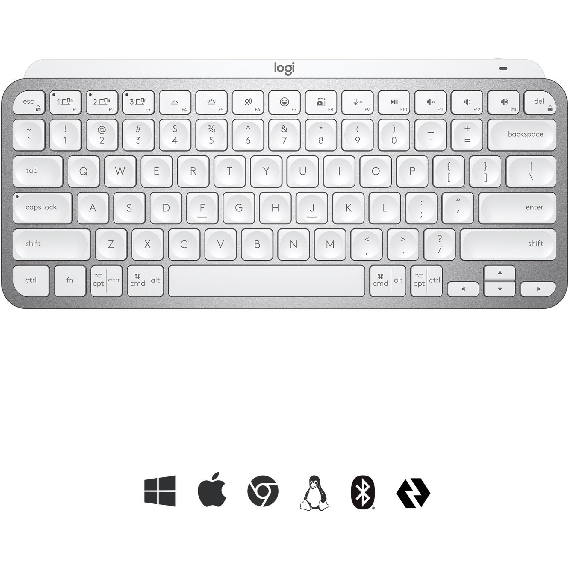 Logitech 920-010473 MX Keys Mini Pale Grey, Minimalist Wireless Illuminated Keyboard