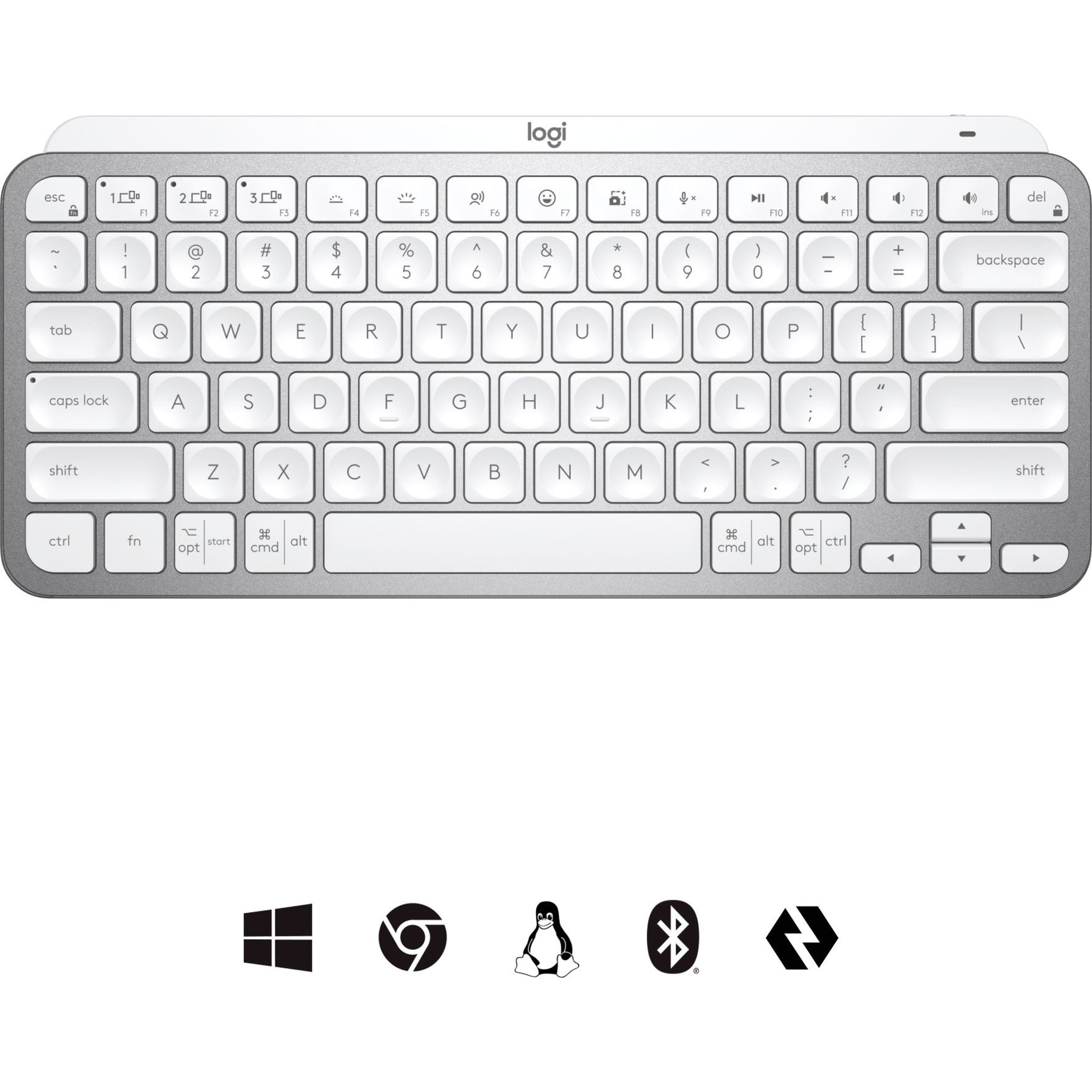Logitech 920-010595 MX Keys Mini for Business Keyboard, BOLT (Pale Grey) Bolt+BT Dual Connectivity