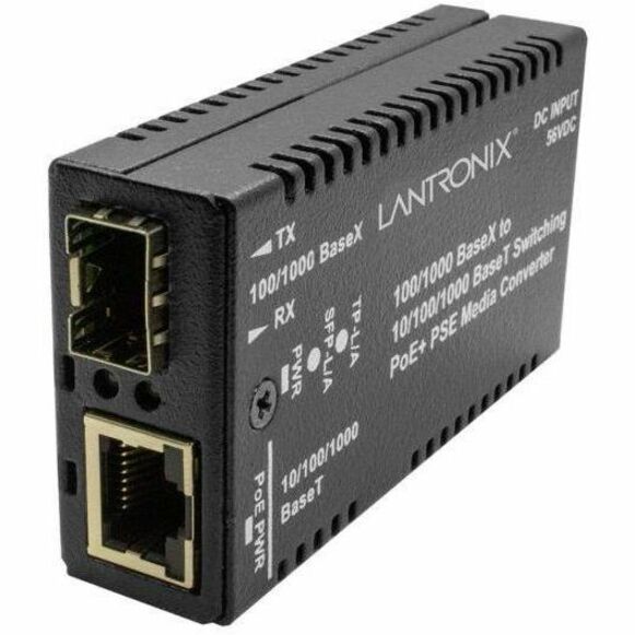 Transition Networks M/GE-PSW-PSE-01-NA Transceiver/Media Converter, Gigabit Ethernet, 100/1000Base-X, 10/100/1000Base-T, AC/DC Power Source