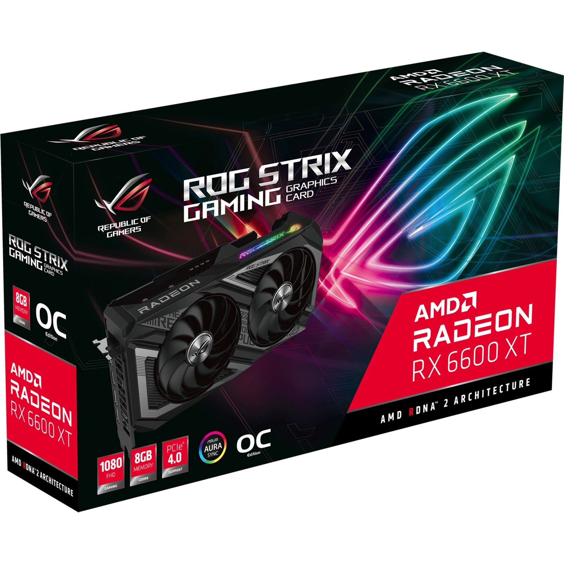 Asus ROG ROG-STRIX-RX6600XT-O8G-GA Gaming Graphics Card, AMD Radeon RX 6600 XT OC Edition, 8GB GDDR6, PCIe 4.0