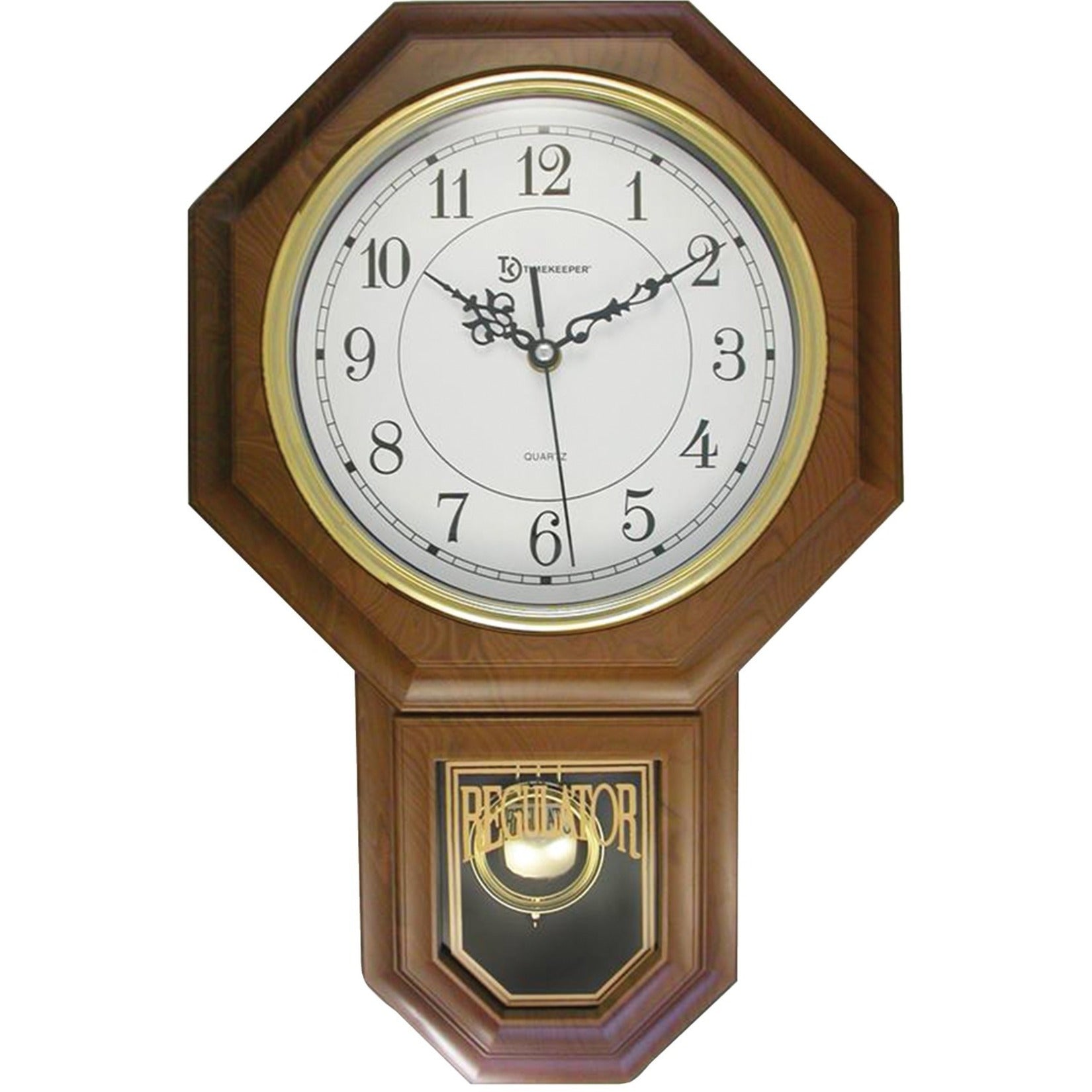 Timekeeper 180WAGM Essex 18.75" Modern Pendulum Wall Clock, Faux Wood, Walnut Finish