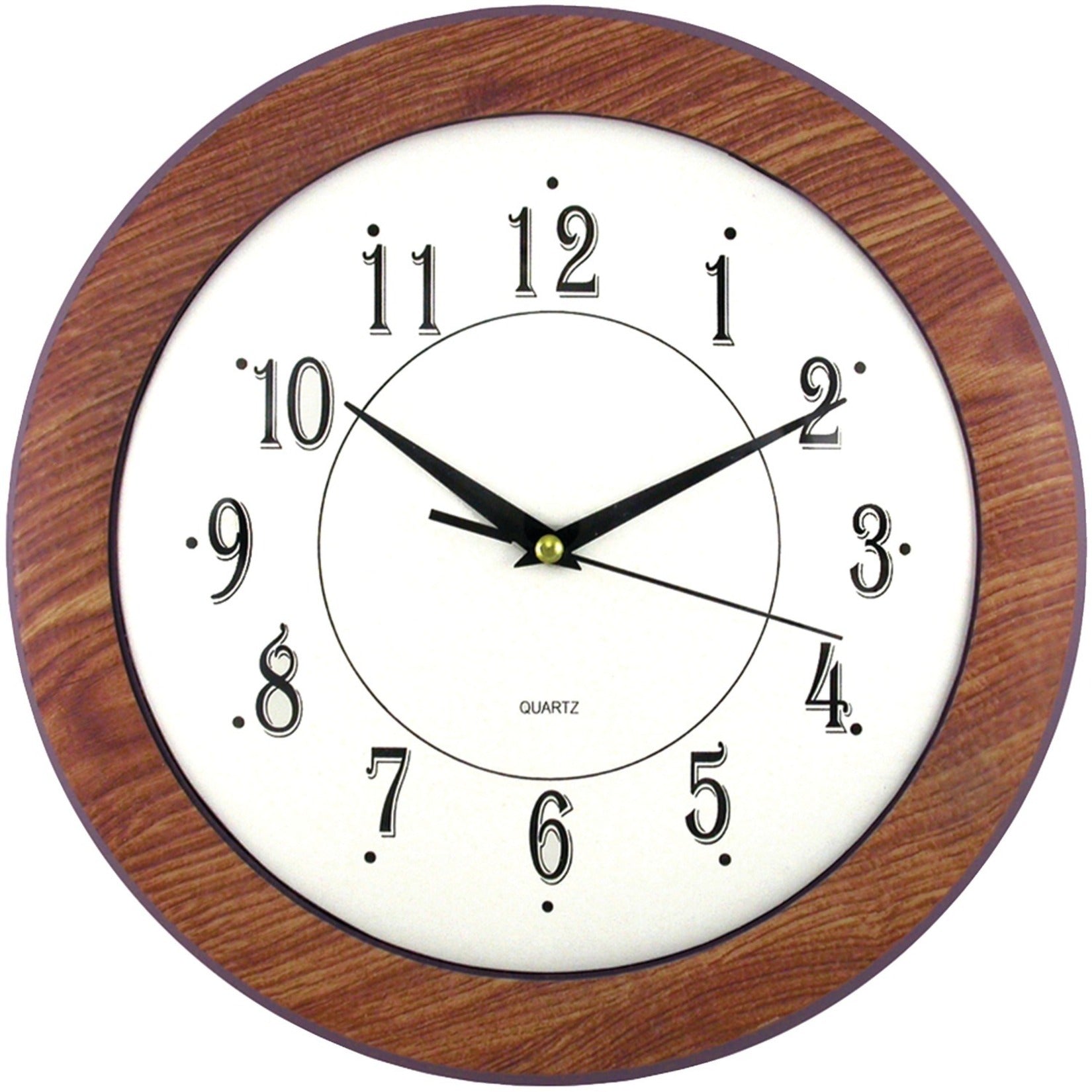 Timekeeper 6415 11" Round Dark Woodgrain w/ White Face, Wall Clock