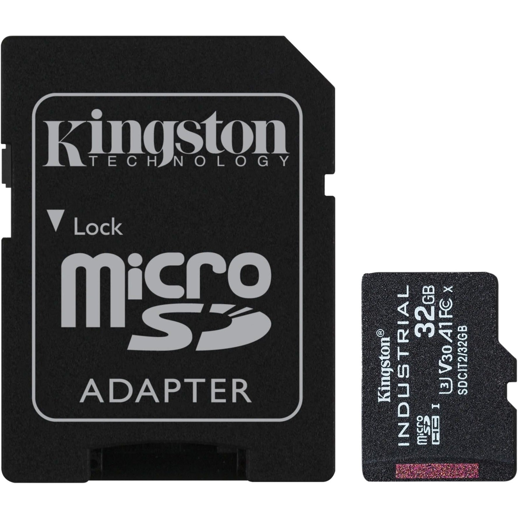 Kingston SDCIT2/32GB Industrial 32GB microSDHC Card, V30, Class 10/UHS-I (U3), 100 MB/s Data Transfer Rate