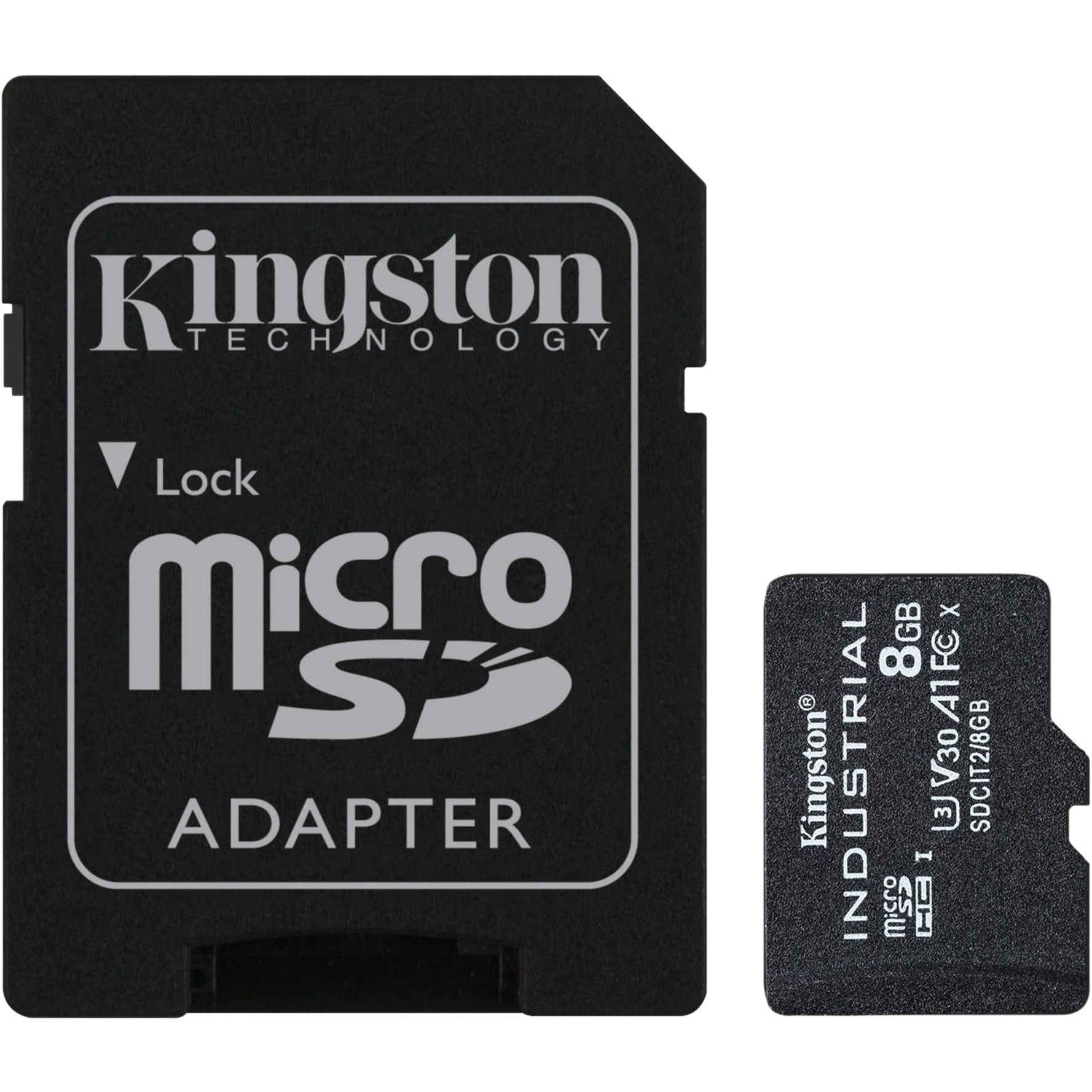 Kingston SDCIT2/8GB Industrial 8GB microSDHC Card, 100 MB/s Data Transfer Rate, V30 Video Speed Class