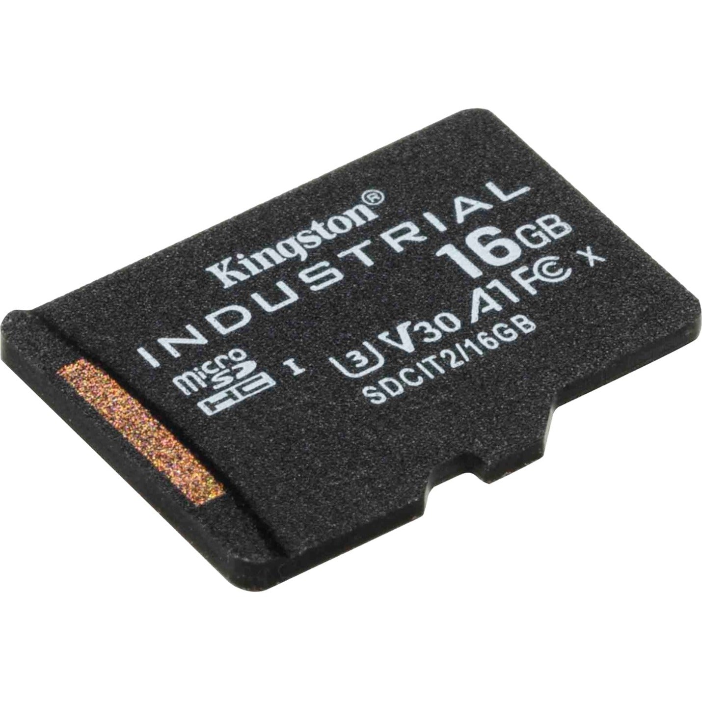 Kingston SDCIT2/16GBSP Industrial 16GB microSDHC Card, 100 MB/s Data Transfer Rate, V30 Video Speed Class