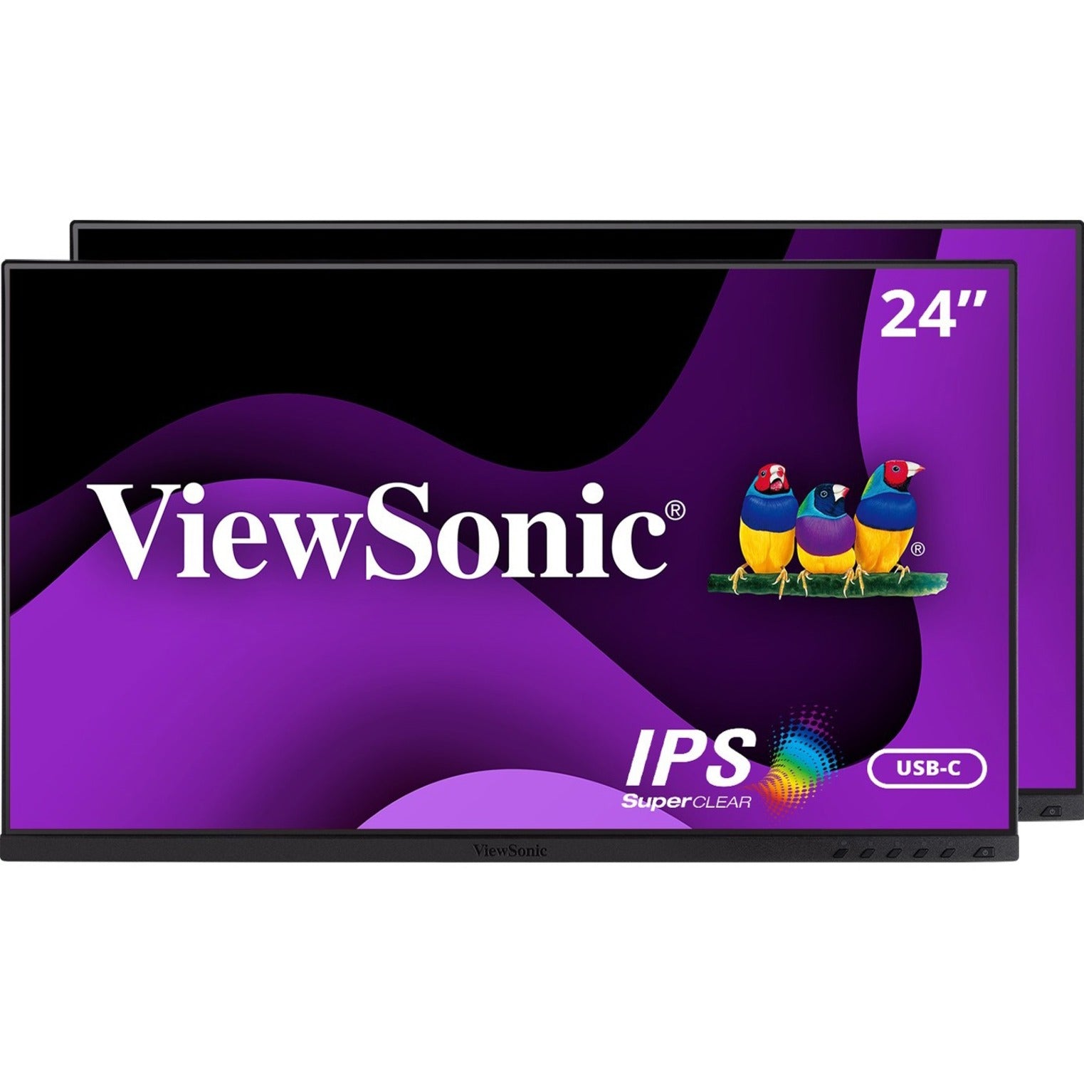 ViewSonic VG2455_56A_H2 24" Dual Pack Head-Only 1080p IPS Monitors, USB C 3.2, 90W Power Delivery, Docking Built-In, HDMI, VGA