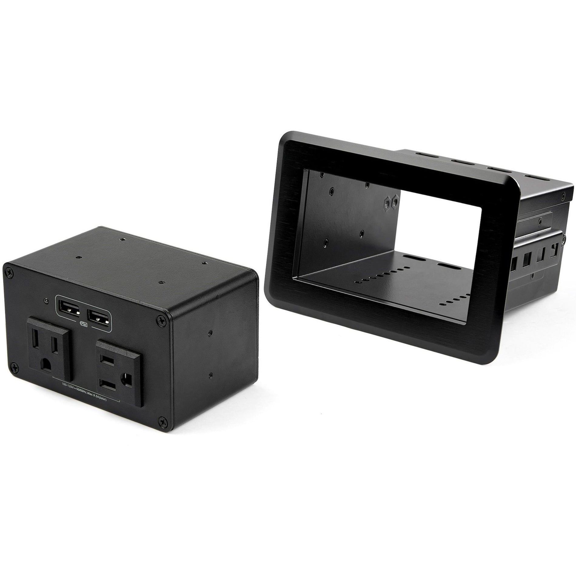 StarTech.com KITBZPOWNA Power Outlet, 2 USB Ports, 4 Receptacles, Tabletop/Desk Mountable, Black