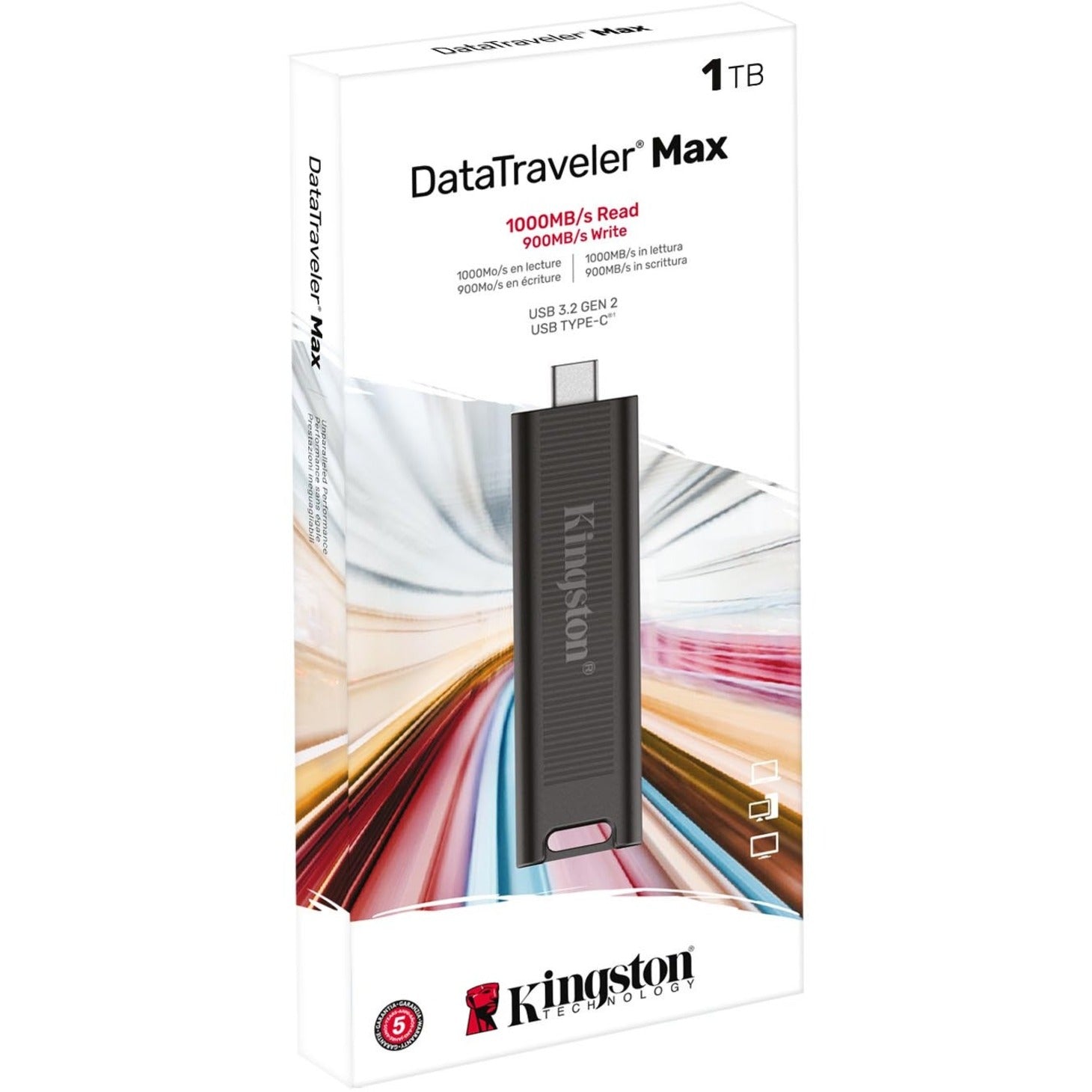 Kingston DTMAX/1TB DataTraveler Max USB 3.2 Gen 2 Flash Drive, 1TB Storage, 1000 MB/s Read Speed, 900 MB/s Write Speed