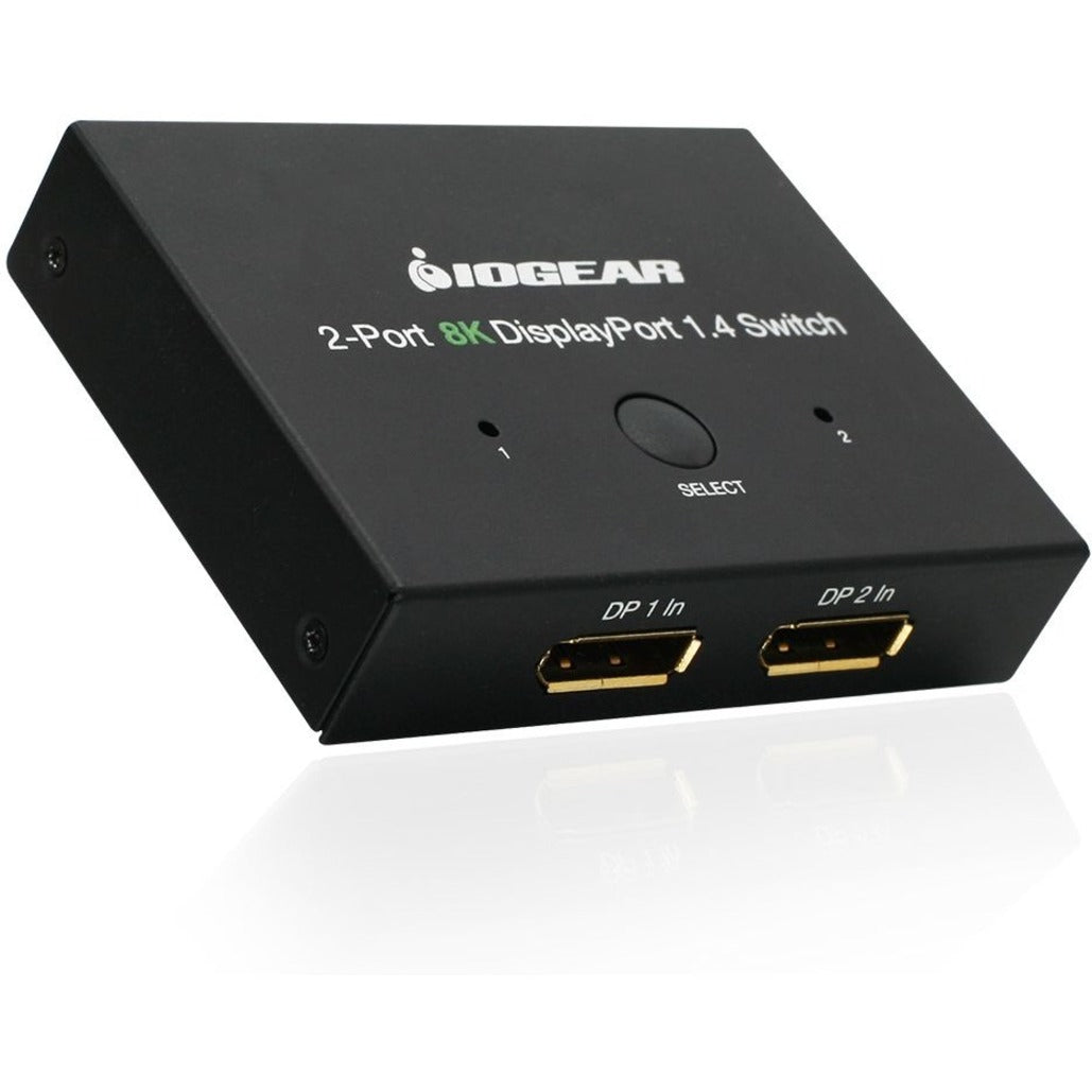 IOGEAR GDP14SW2 2-Port 8K DisplayPort 1.4 Switch, 7680 x 4320 Resolution, 3-Year Warranty