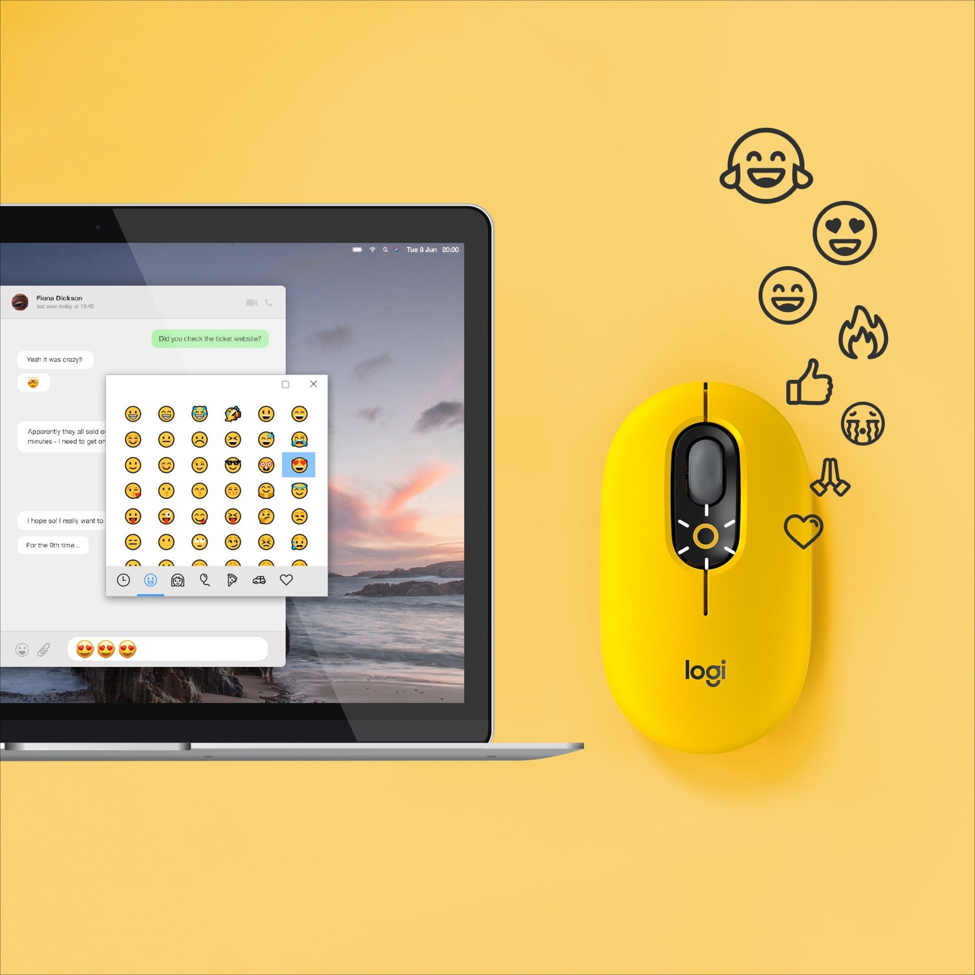 Logitech 910-006543 POP Mouse with emoji - Blast Yellow, Wireless Bluetooth Mouse with Scroll Wheel