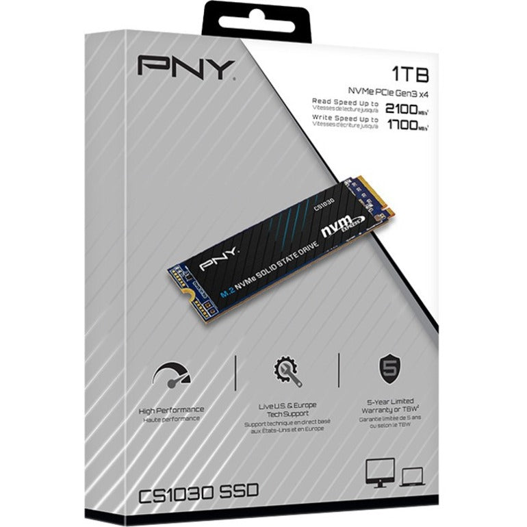 PNY M280CS1030-1TB-RB CS1030 M.2 NVMe SSD, 1TB PCIe Gen 3 x4 Internal Solid State Drive