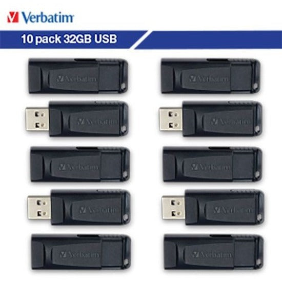 Verbatim 70893 Store 'n' Go 32GB USB Flash Drive, 10pk Business Bulk, Black
