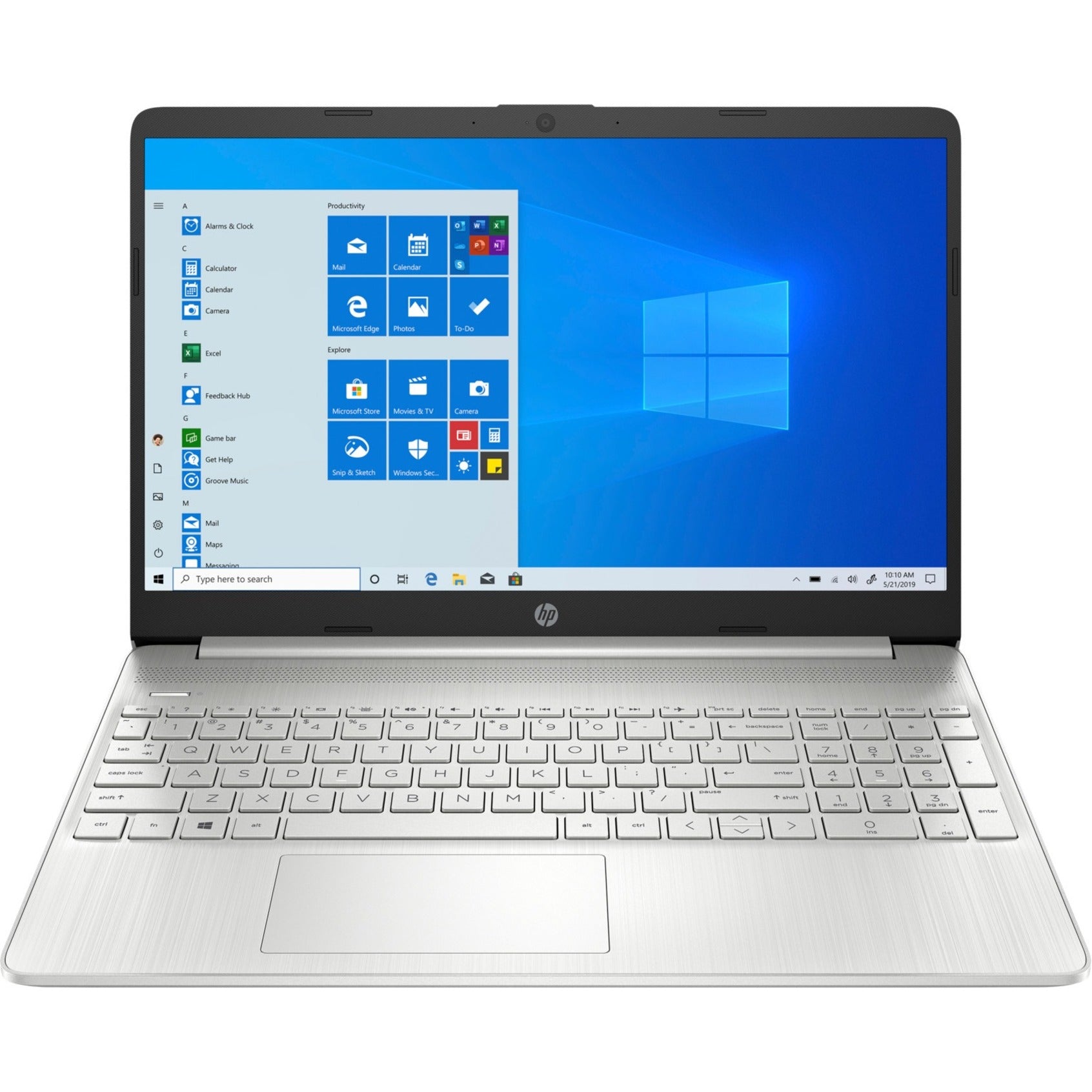 HP Laptop 15-ef2044nr 15.6" Touchscreen Notebook, AMD Ryzen 5 5500U, 8GB RAM, 256GB SSD, Natural Silver