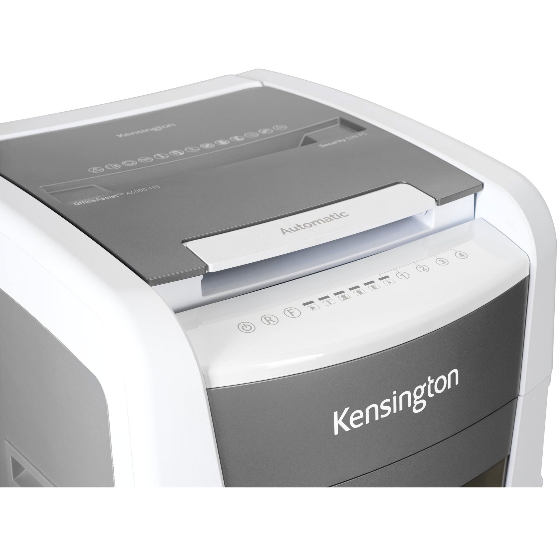 Kensington K52052AM OfficeAssist Auto Feed Shredder A6000-HS Anti-Jam Micro Cut, 10-Sheet Capacity, 4-Hour Run Time, 29 gal Wastebin