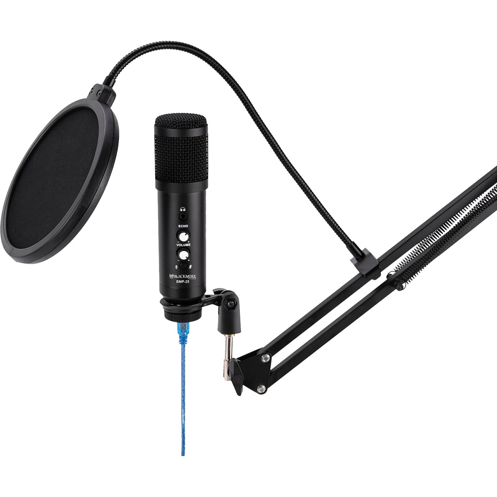 Blackmore BMP-25 Microphone, Wired Condenser with Shock Mount and USB Connectivity