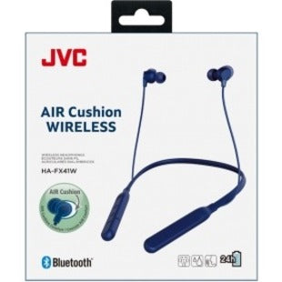 JVC HAFX41WA Wireless In-Ear Headphones, Tangle-free Cable, Voice Assistant Compatible, IPX4, Blue
