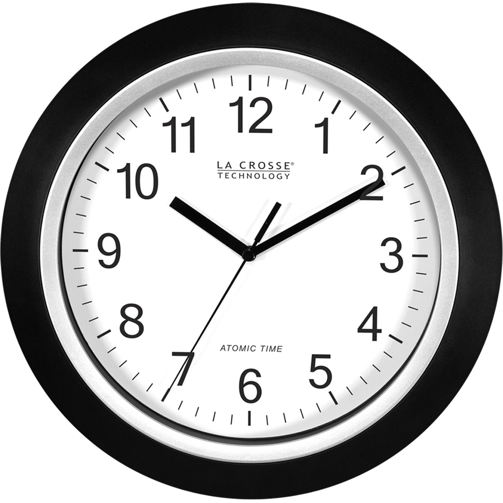 La Crosse Technology WT-3129B 12" Atomic Wall Clock, Black, Time Zone, Wall Mountable, Auto-set