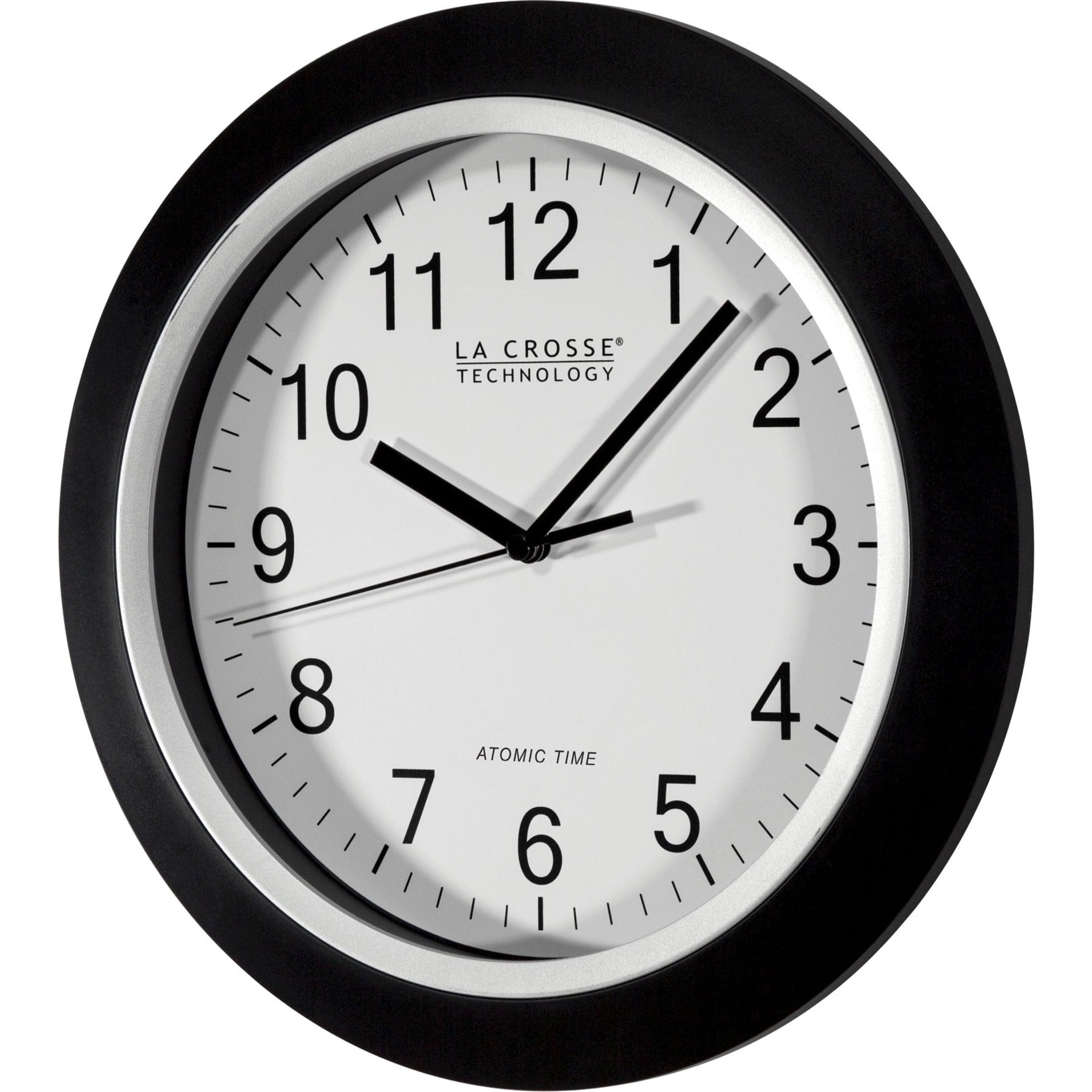 La Crosse Technology WT-3129B 12" Atomic Wall Clock, Black, Time Zone, Wall Mountable, Auto-set