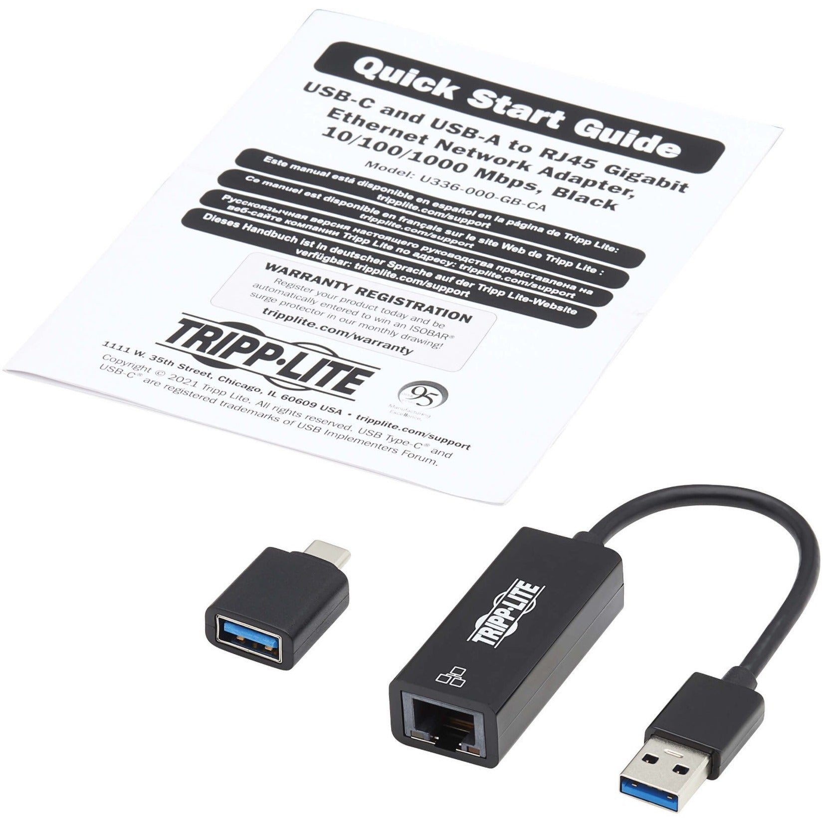 Tripp Lite U336-000-GB-CA Gigabit Ethernet Card, USB 3.0 Type A, Plug and Play
