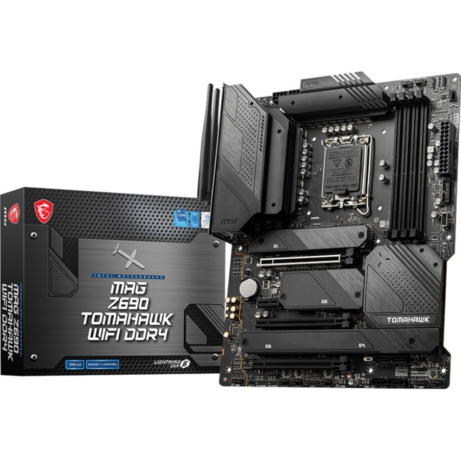 MSI Z690TOMWID4 MPG Z690 TOMAHAWK WIFI DDR4 ATX Motherboard Intel WIFI6E, 7.1 Audio, CPU Dependent Video, 128GB RAM, 4 Memory Slots, 5200 MHz Memory Speed Supported, 3 Year Warranty