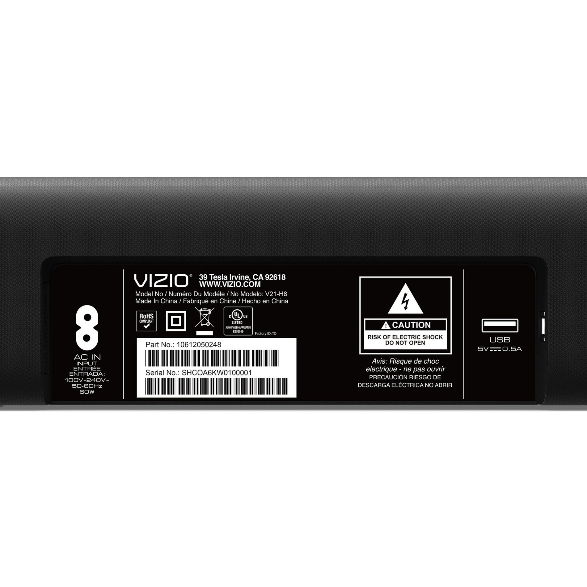 VIZIO V21X-J8 V-Series 2.1 Home Theater Sound Bar, Dolby Audio, Wireless Subwoofer, Bluetooth