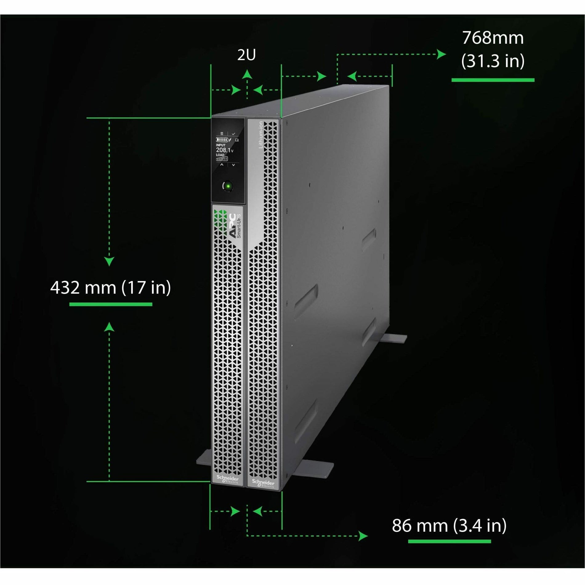 APC SRTL5KRM2UT Smart-UPS Ultra On-Line Lithium ion, 5KVA/5KW, 2U Rack/Tower, 208V, Energy Star, 5-Year Warranty