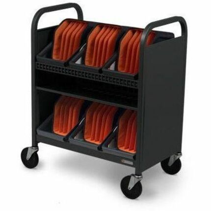 Bretford TVCT30CAD-CK CUBE Transport Cart with Caddies, Charging Cart for Classroom and Transportation