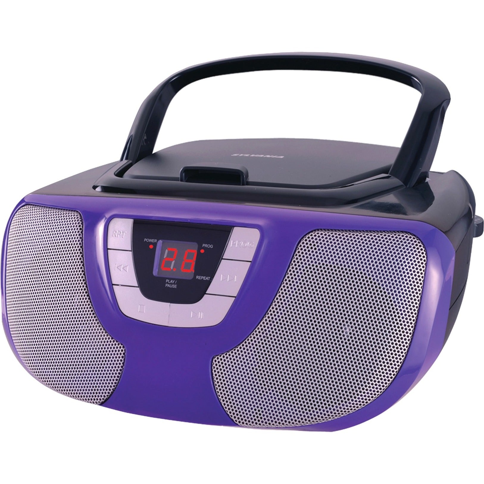 Sylvania SRCD1025-PURPLE Portable CD Radio Boom Box, Stereo Sound, LED Display, Purple
