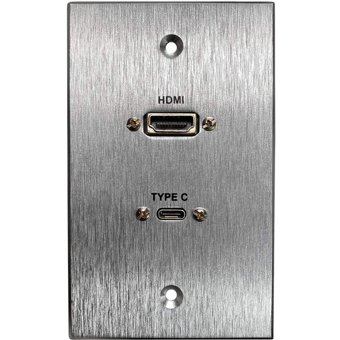 Comprehensive WPPT-HD-U3C-AC HDMI and USB-C 3.0 Pass-Through Single Gang Aluminum Wall Plate with Pigtail, Office, Classroom, Hotel, Houses of Worship, Meeting
