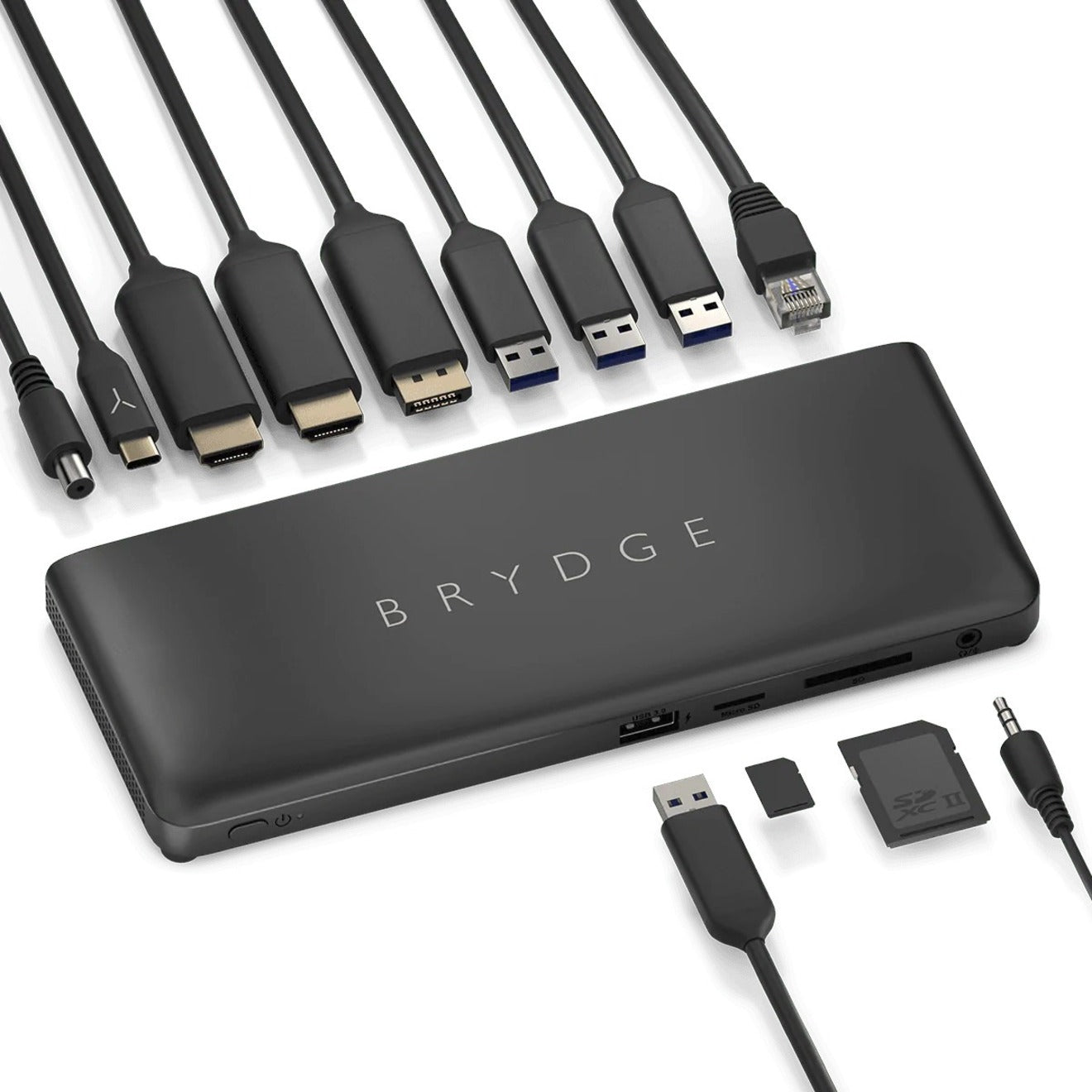 Brydge BRYSTONEC Stone C Docking Station, USB-C Hub with 4K HDMI, DisplayPort, USB Type-A and Type-C Ports, Gigabit Ethernet, 130W Power Delivery