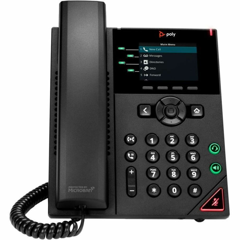 Poly 2200-48820-025RS VVX 250 IP Phone, Energy Star, USB, Network (RJ-45), PoE (RJ-45) Port, 4 Phone Lines, Speakerphone, Corded