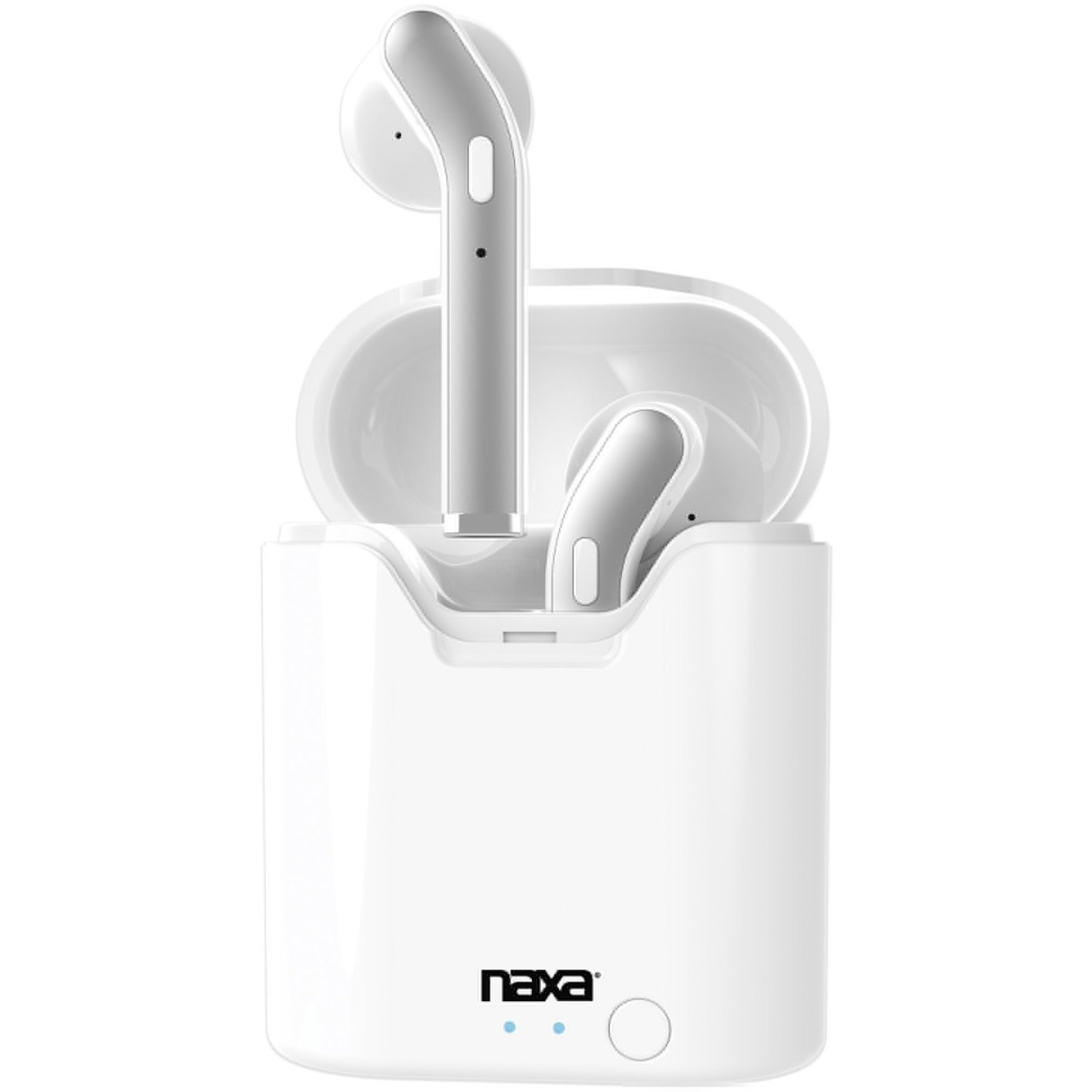 Naxa NE-979White True Wireless Earphones with Charging Battery Case, Bluetooth 5.0, 3 Hour Battery Life