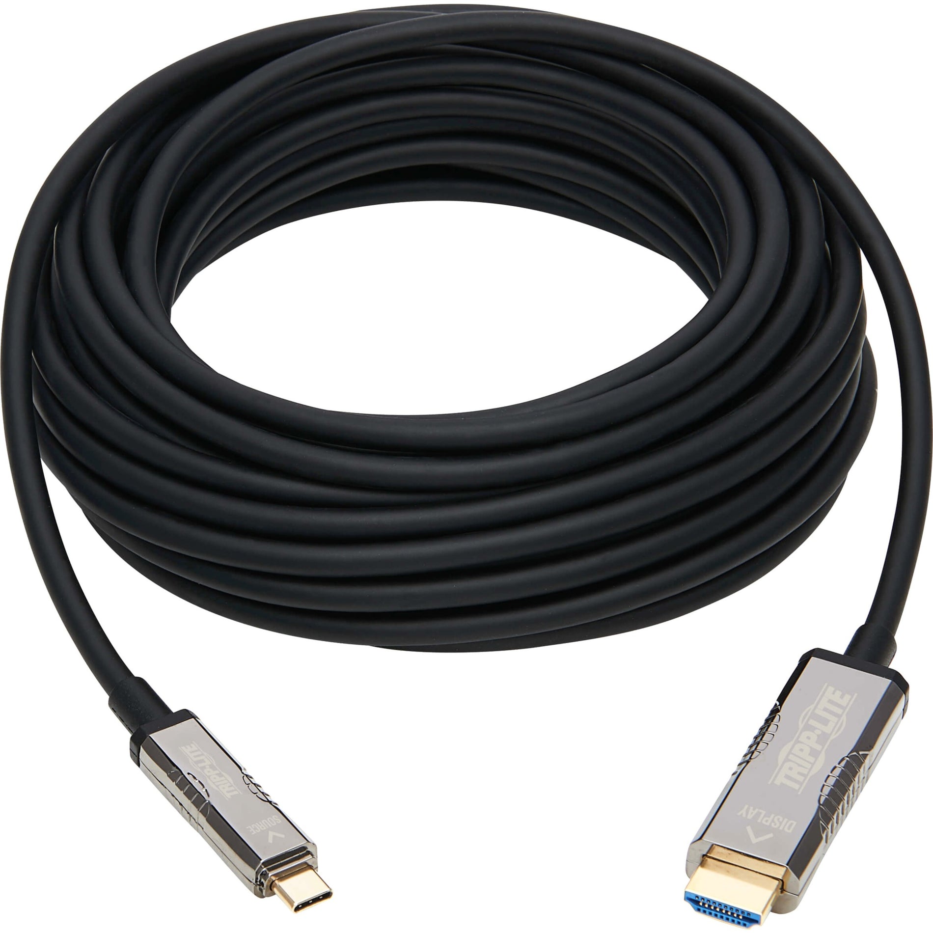 Tripp Lite U444F3-20M-H4K6 Fiber Optic Audio/Video Cable, 65.62 ft, Gold Plated Connectors, 3840 x 2160 Resolution, Black