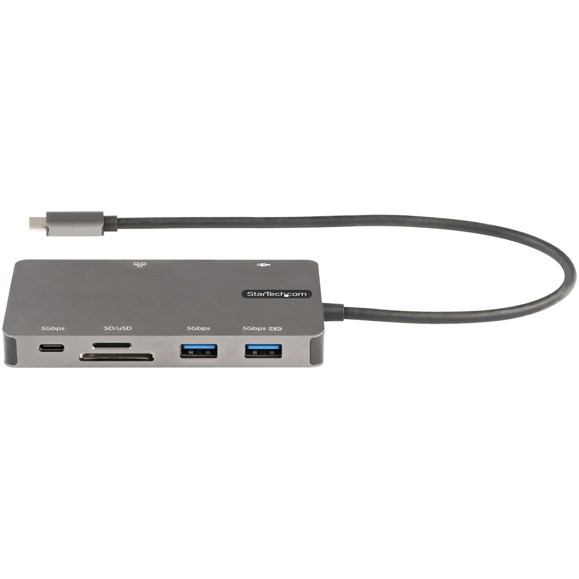StarTech.com DKT30CHVSDPD USB C Multiport Adapter, HDMI 4K 30Hz or VGA, 5Gbps USB 3.0 Hub, 100W Power Delivery, SD/Micro SD, GbE