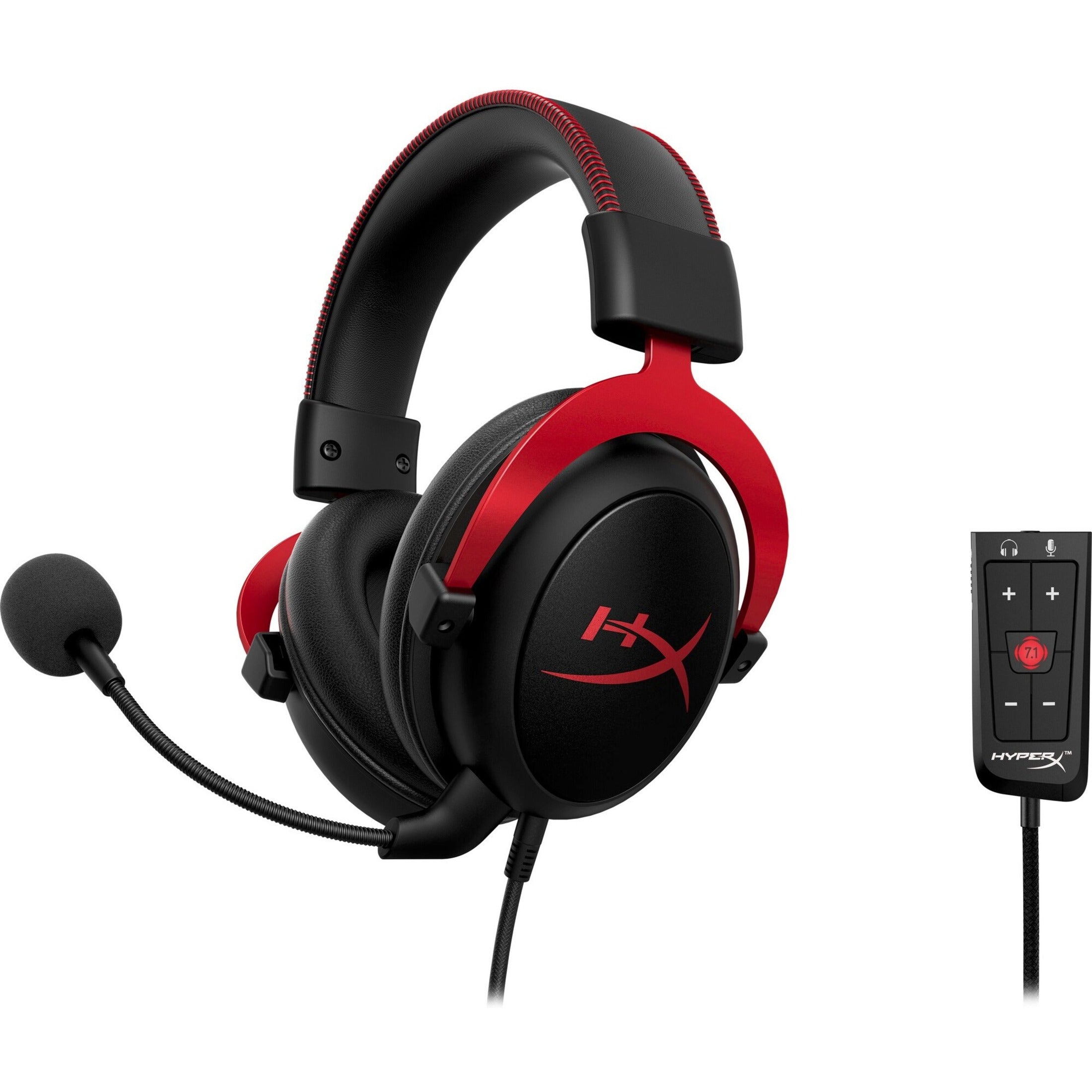 HyperX 4P5M0AA Cloud II Gaming Headset (Black-Red), 7.1 Surround Sound, Detachable Mic