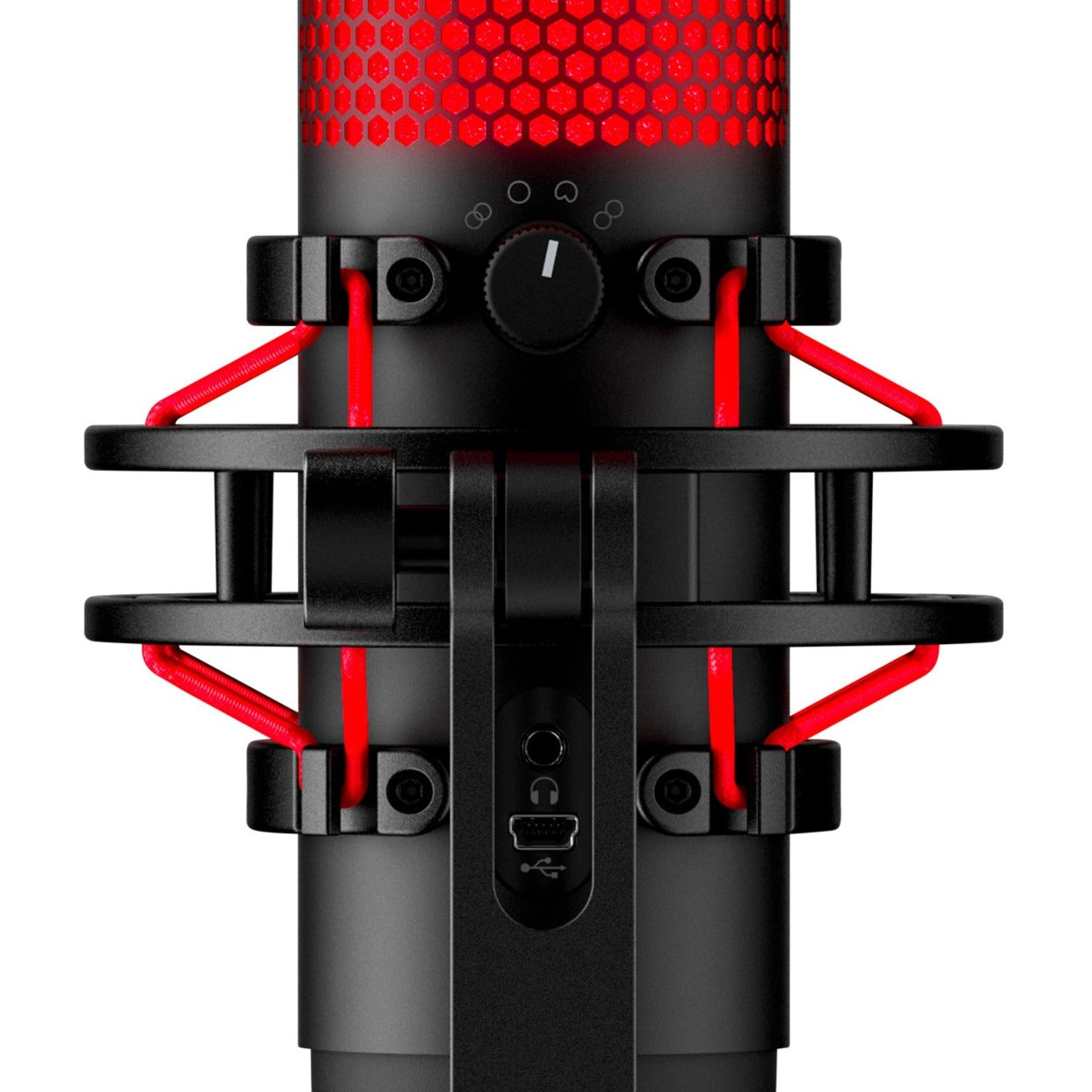 HyperX 4P5P6AA QuadCast Microphone - Black, Red, Electret Condenser, Mute and Polar Pattern Control