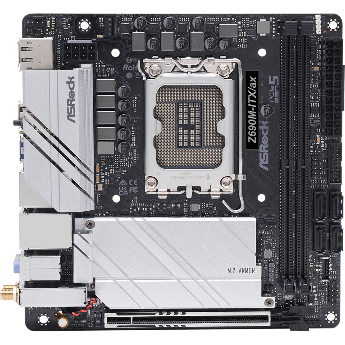 ASRock Desktop Motherboard Z690M-ITX/ax Intel Z690 Chipset Socket LGA-1700, Intel Optane Memory Ready, Mini ITX