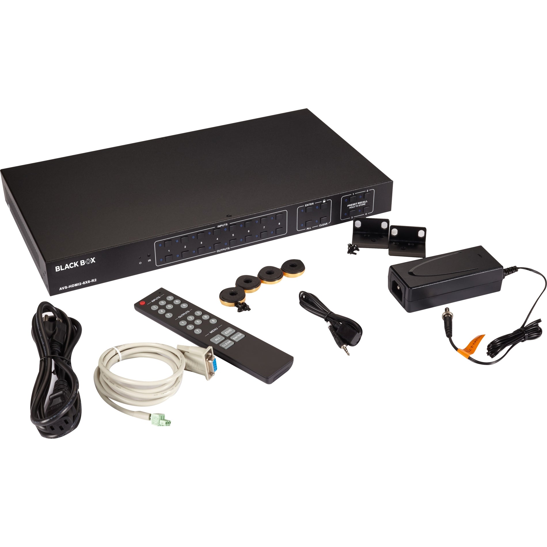 Black Box AVS-HDMI2-8X8-R2 Video Matrix Switcher - HDMI 2.0, 4K Graphics Modes, 3 Year Limited Warranty