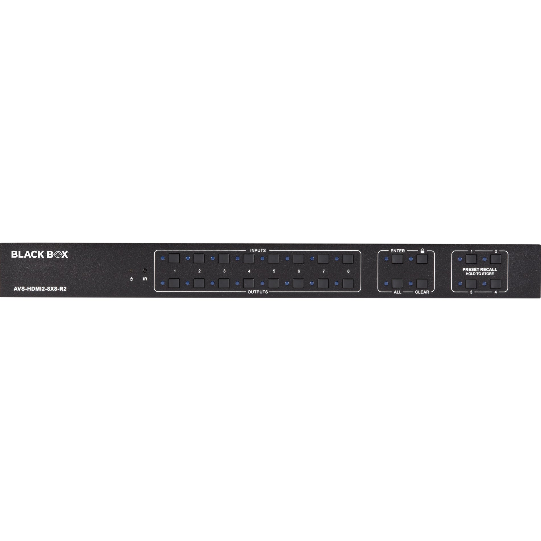 Black Box AVS-HDMI2-8X8-R2 Video Matrix Switcher - HDMI 2.0, 4K Graphics Modes, 3 Year Limited Warranty