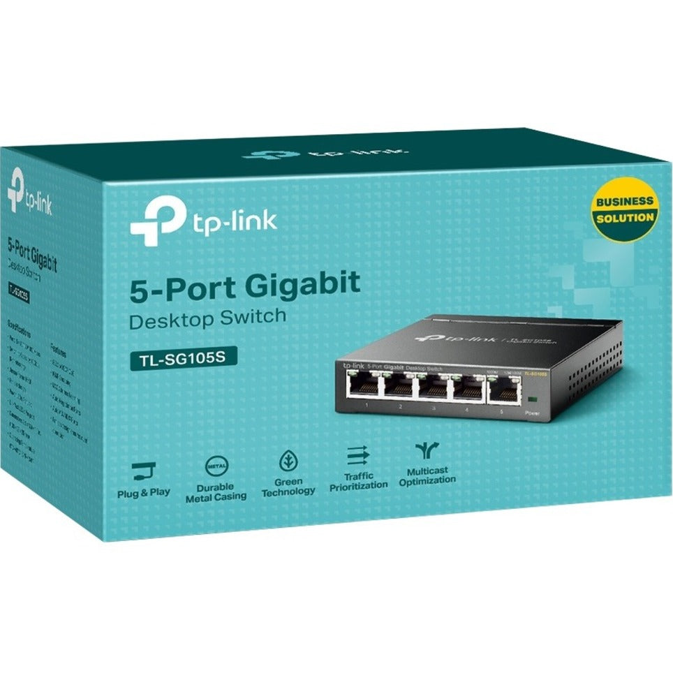TP-Link TL-SG105S 5-Port Desktop Gigabit Switch, 10/100/1000Mbps Ethernet Switch