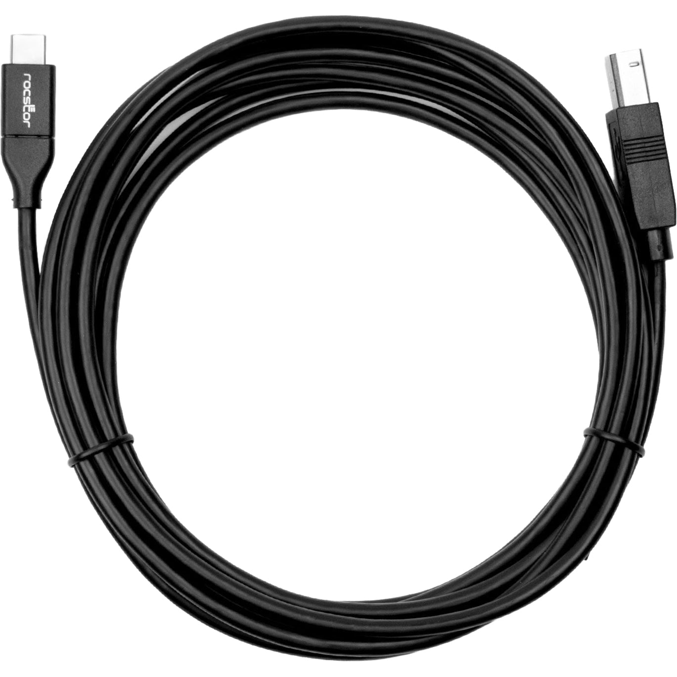 Rocstor Y10C277-B1 Premium USB-C to USB-B Cable, Reversible, 10 ft, 60 Mbit/s Data Transfer Rate, Black