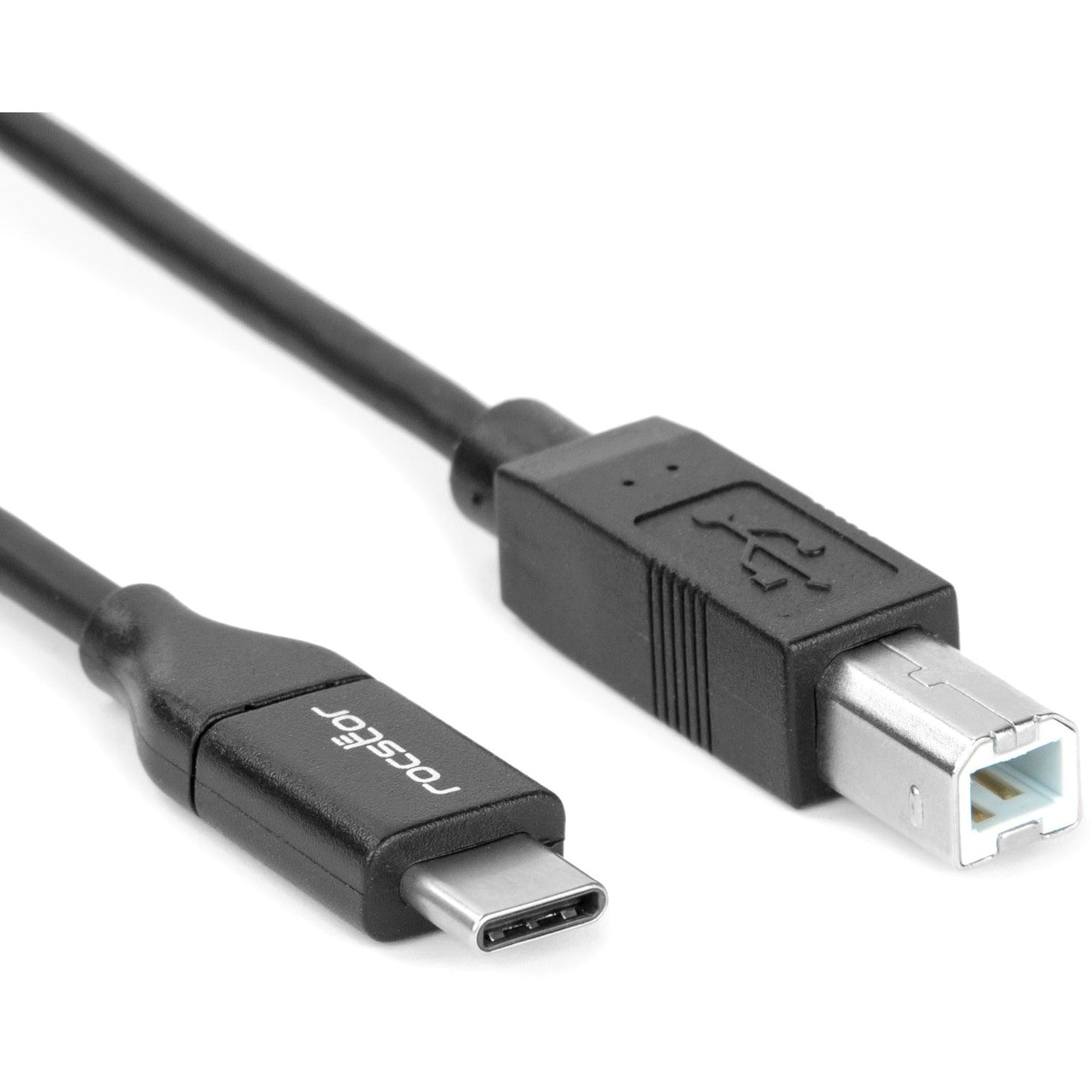 Rocstor Y10C277-B1 Premium USB-C to USB-B Cable, Reversible, 10 ft, 60 Mbit/s Data Transfer Rate, Black