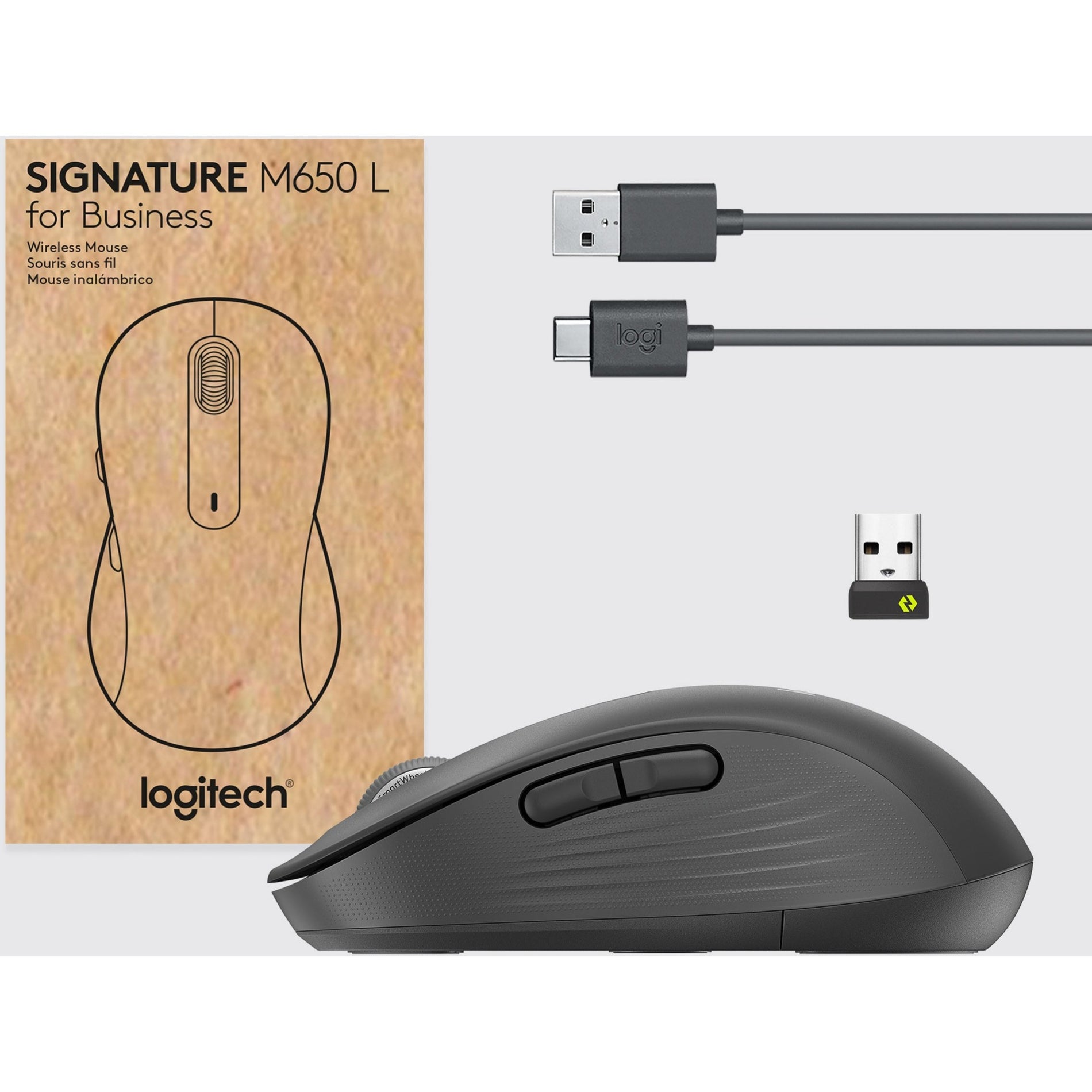 Logitech 910-006272 Signature M650 Mouse Wireless Bluetooth/Radio Frequency Graphite