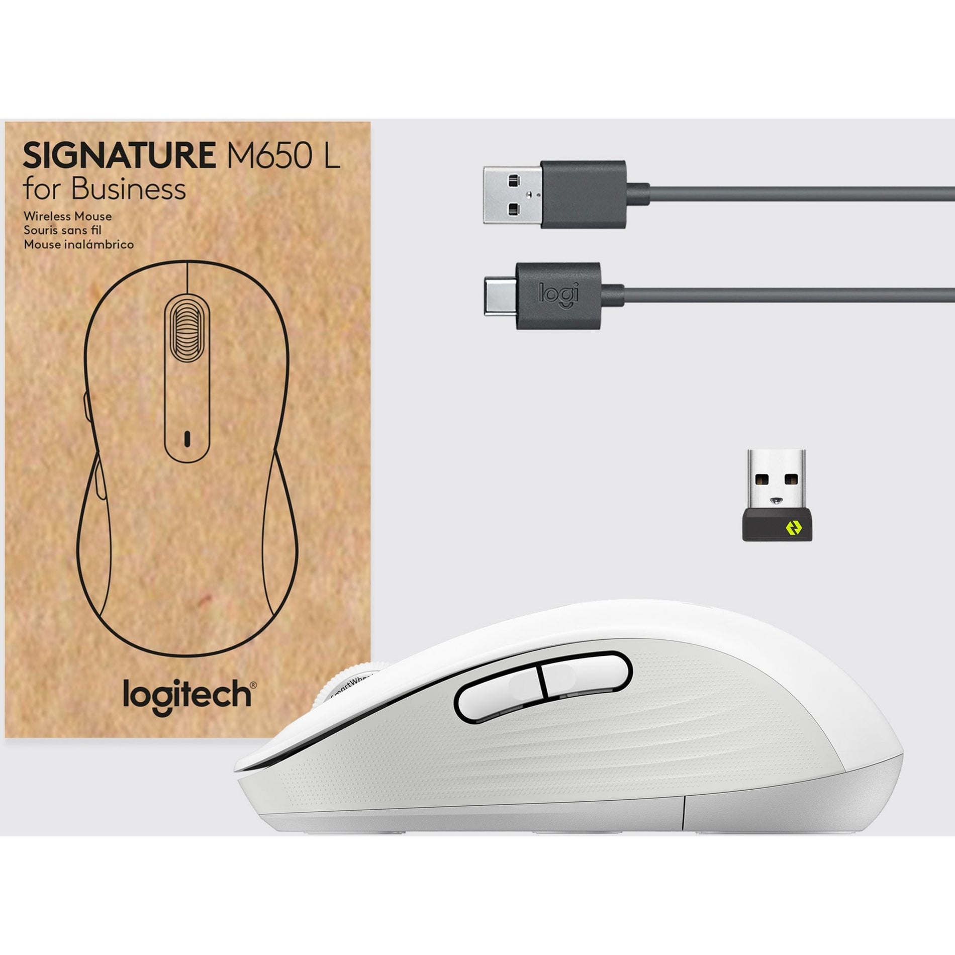 Logitech 910-006273 Signature M650 Mouse, Wireless Bluetooth/Radio Frequency, Off White