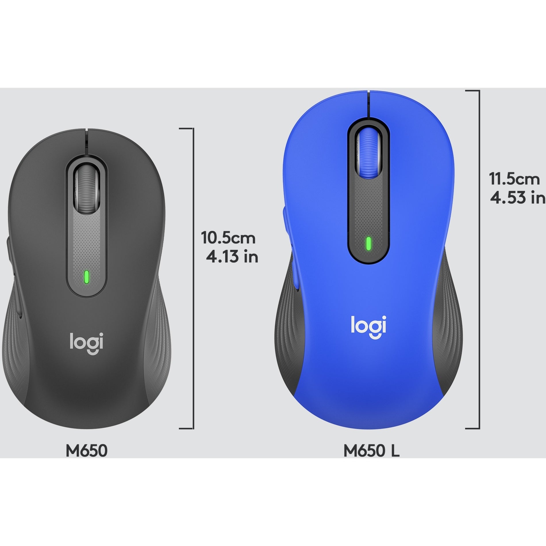 Logitech 910-006232 Signature M650 L (Blue) Wireless Mouse, Large Size, 2000 DPI, USB Receiver